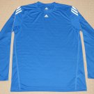 Mens Adidas 3 Stripes Long Sleeve LS Shirt Large Blue Athletic Fitness Workout