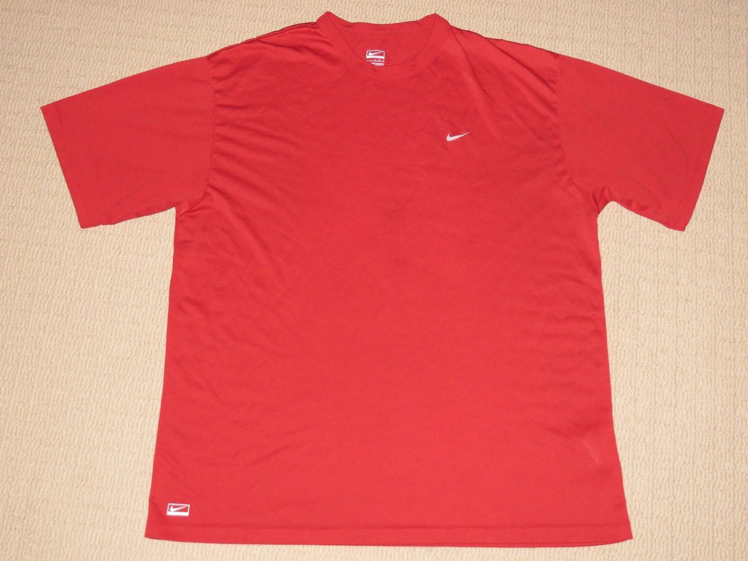 Mens Nike Performance Athletic Running Workout Short Sleeve Shirt L Large Red