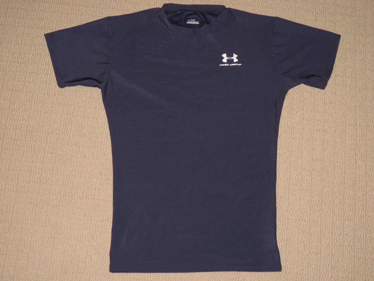 Mens Under Armour UA Compression Base Layer Short Sleeve SS Shirt LG Large Blue