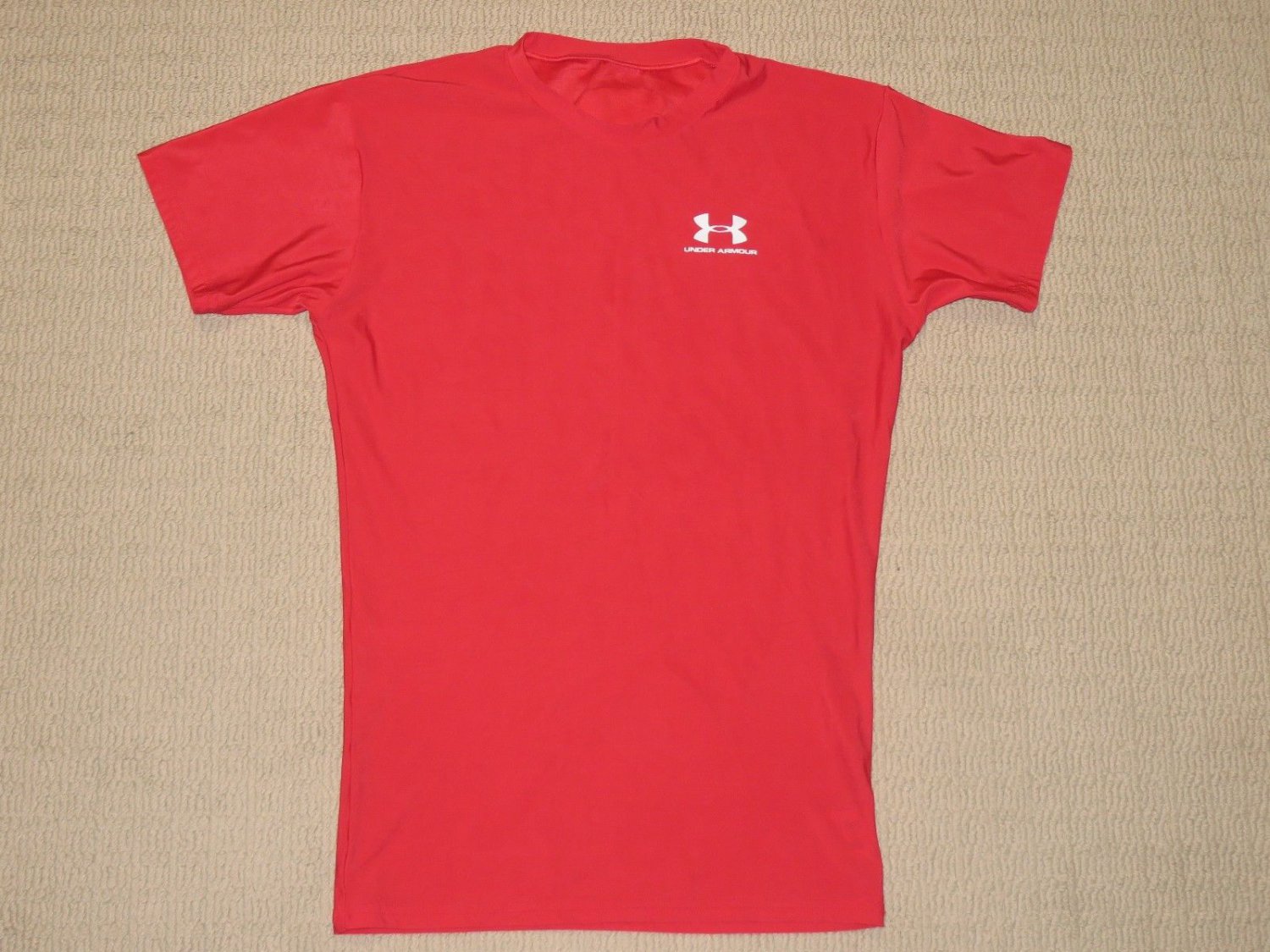 Mens Under Armour Compression Base Layer Short Sleeve SS Shirt Large LG Red