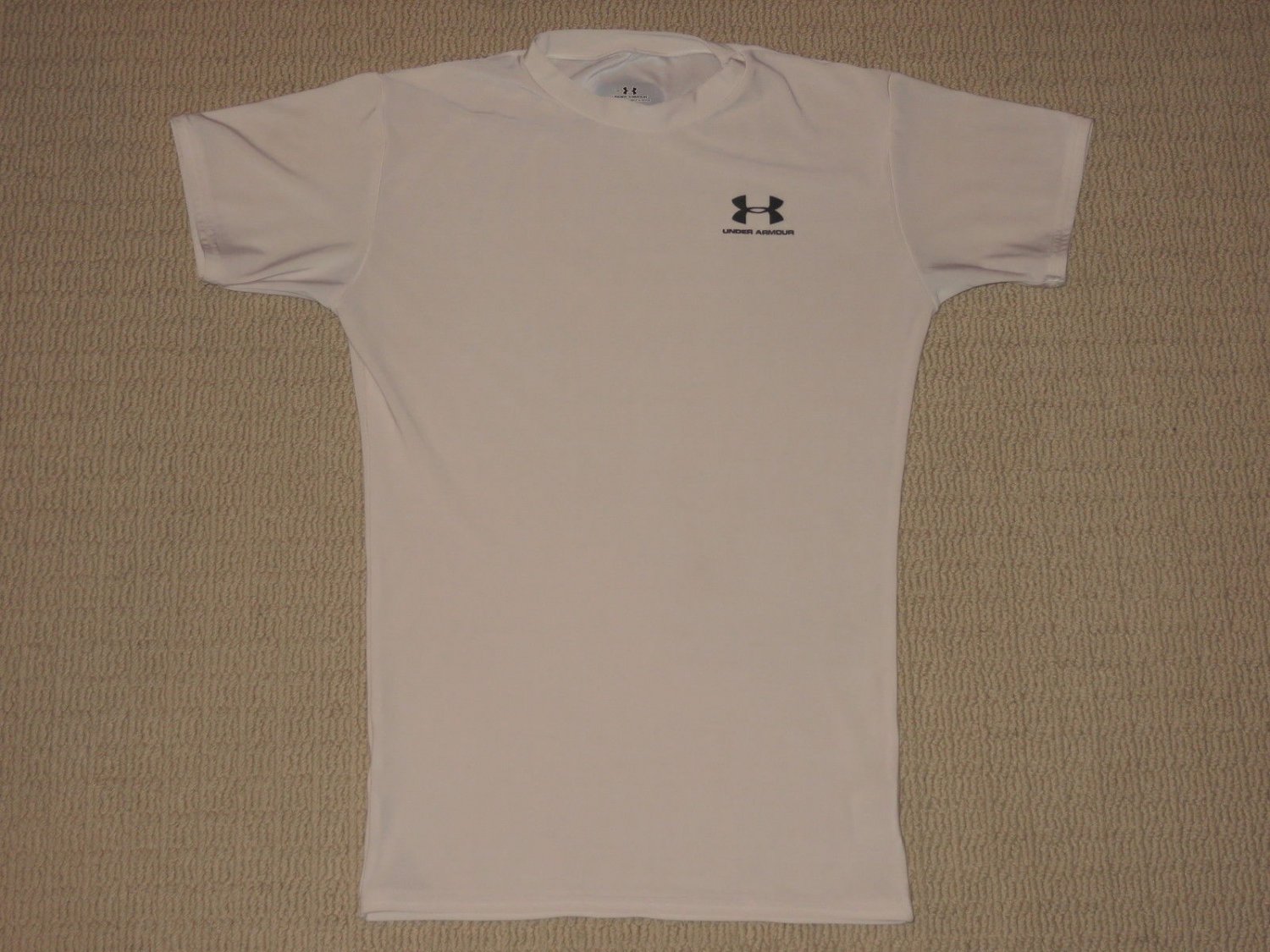 Mens Under Armour Compression Base Layer Short Sleeve SS Shirt LG Large White