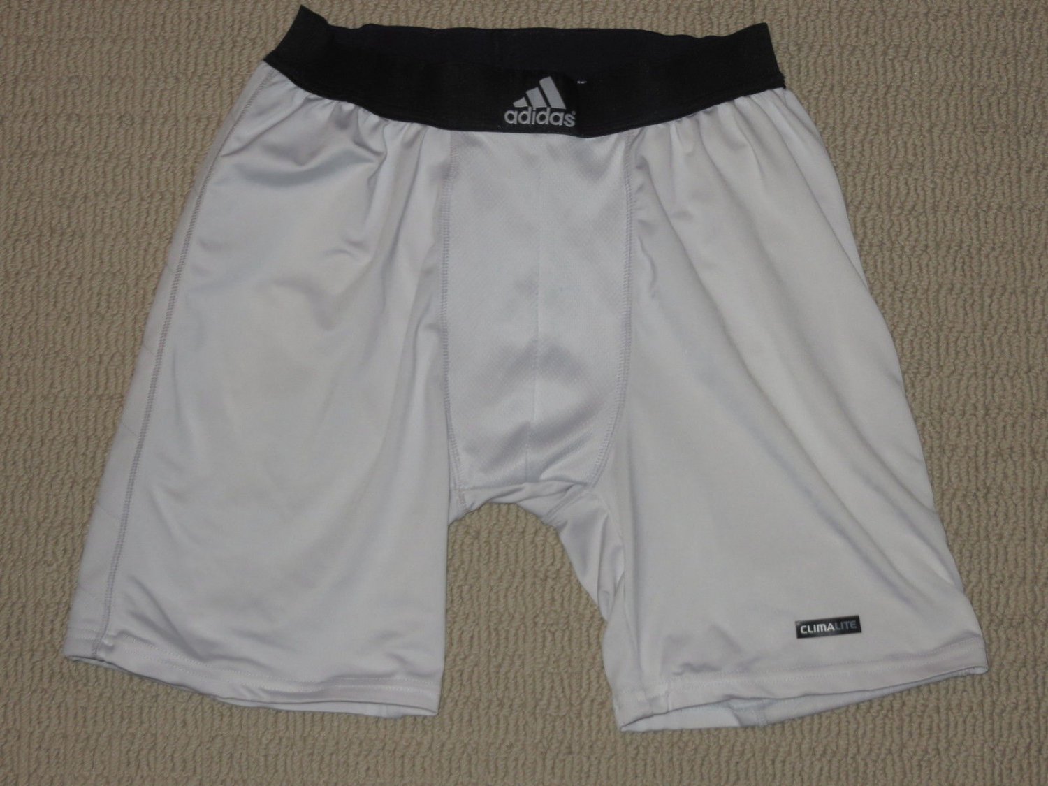 Mens Adidas Climalite Compression Cup Pocket Base Layers Shorts Small White