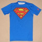 Mens Under Armour Heatgear Compression Base Layers Superman Shirt MD Medium Blue