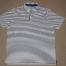 Mens Ashworth Short Sleeve SS Golf Polo Shirt Large Striped Blue White Polyester