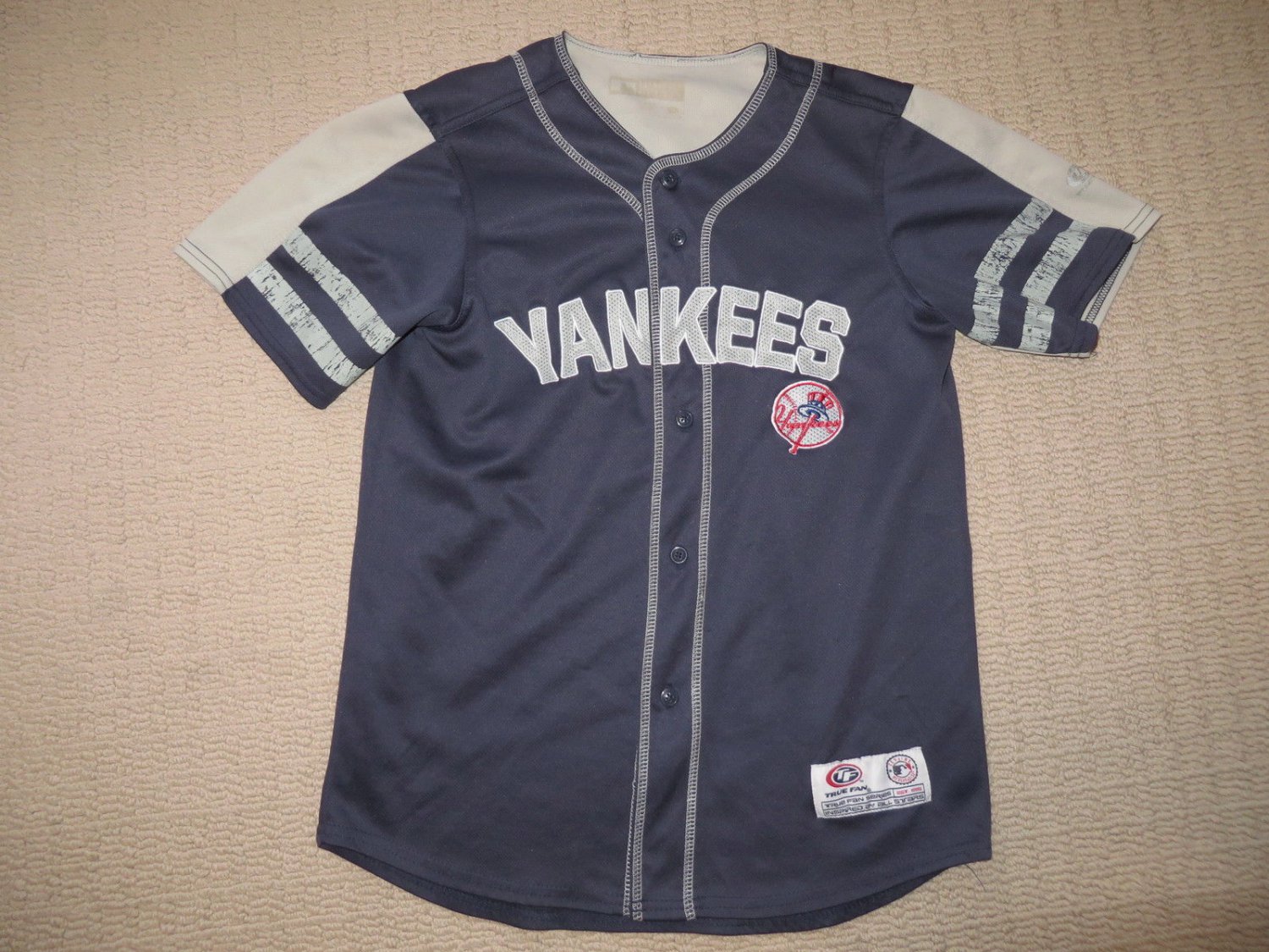 MLB Baseball NY New York Yankees Sewn Jersey True Fan Kids Youth Large Logo