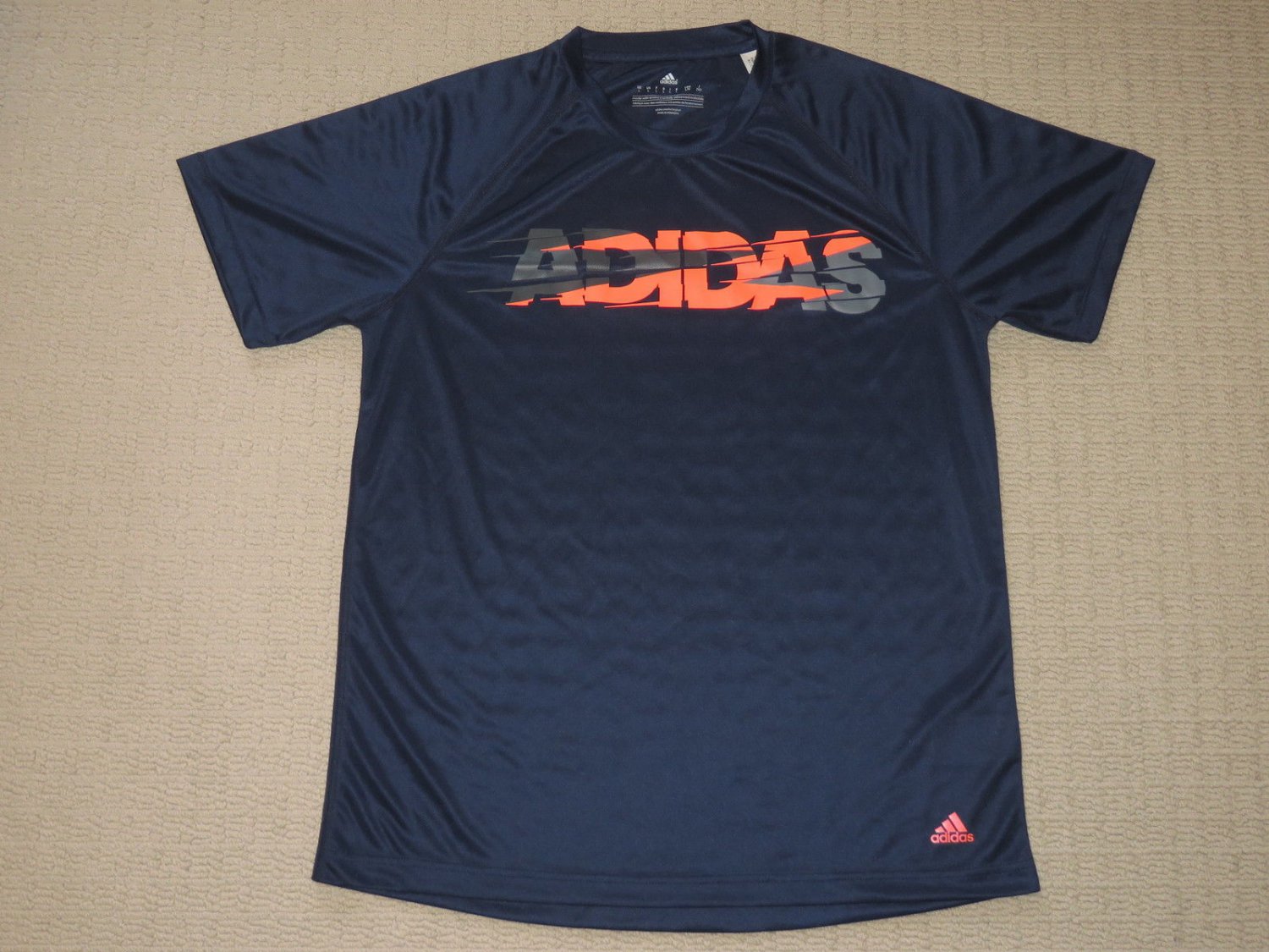 Mens Adidas Climalite Athletic Running Workout Short Sleeve SS Shirt Large Blue