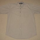 Mens Nautica Short Sleeve SS Causal Button Front Shirt Medium Plaid Beige Cotton