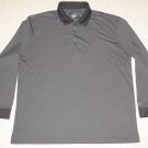 Mens Shark Greg Norman Play Dry Long Sleeve Golf Polo Shirt 2XL XXL Black Gray