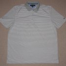 Mens Tommy Hilfiger Short Sleeve SS Casual Polo Shirt Large Striped Gray White