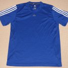Mens Adidas Climalite 3 Stripes Short Sleeve SS Shirt Large Blue Athletic
