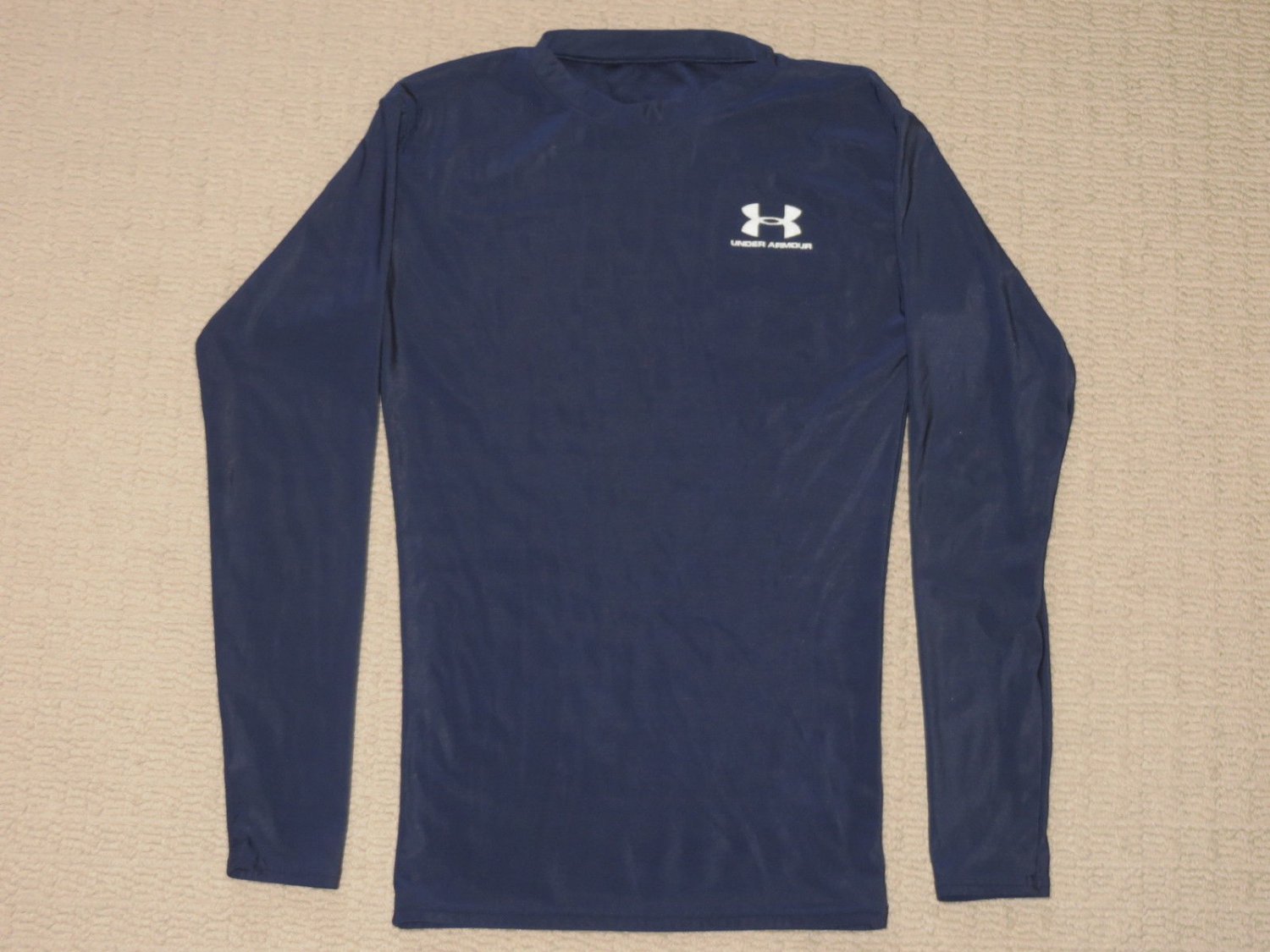 Mens Under Armour Compression Base Layer Long Sleeve LS Shirt SM Small Blue