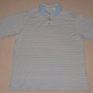 Mens Tommy Bahama Short Sleeve SS Casual Polo Shirt Large Striped Gray Blue