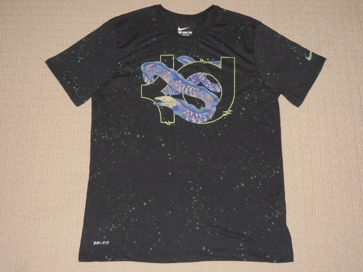 Mens The Nike Tee Dri-fit KD Kevin Durant EEL Electronic T-Shirt Large Black
