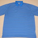 Mens Nike Fit Dry Short Sleeve SS Golf Polo Shirt XXL 2XL Blue Striped Tennis