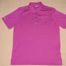 Mens Ashworth Short Sleeve Golf Polo Shirt Large Pocket Solid Purple Polyester