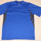 Mens Adidas 3 Stripes Short Sleeve SS Shirt Large Blue Athletic Workout Running