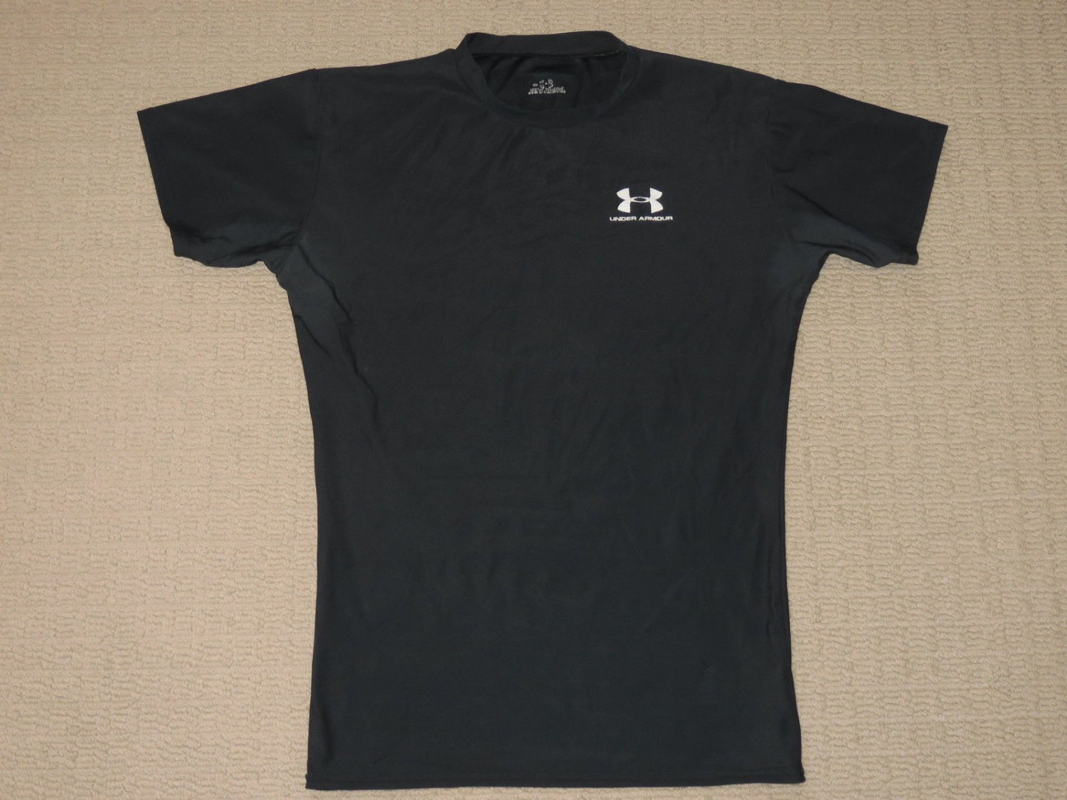 Mens Under Armour Heatgear Compression Base Layer SS Shirt Large LG Black
