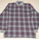 Mens Nautica Long Sleeve LS Casual Polo Shirt 2XL XXL Gray Blue Red Cotton Plaid