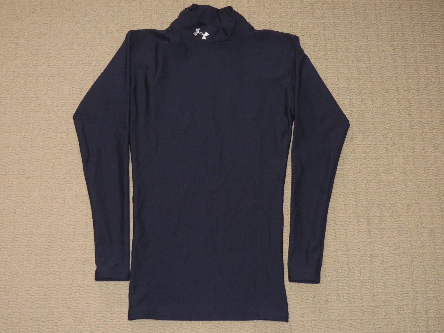 Mens Under Armour Compression Base Layer Long Sleeve Shirt Mock Neck Small Blue