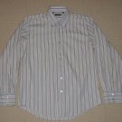 Mens 7 Diamonds Long Sleeve Dress Button Front Shirt XLarge Striped Brown White
