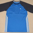 Mens Adidas Athletic Running Fitness Workout Short Sleeve SS Shirt Medium Blue