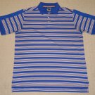 Mens Adidas Climacool Short Sleeve SS Golf Polo Shirt Large Striped Blue Tennis