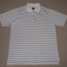 Mens Adidas Climalite Short Sleeve Golf Polo Shirt Large Striped White Tennis