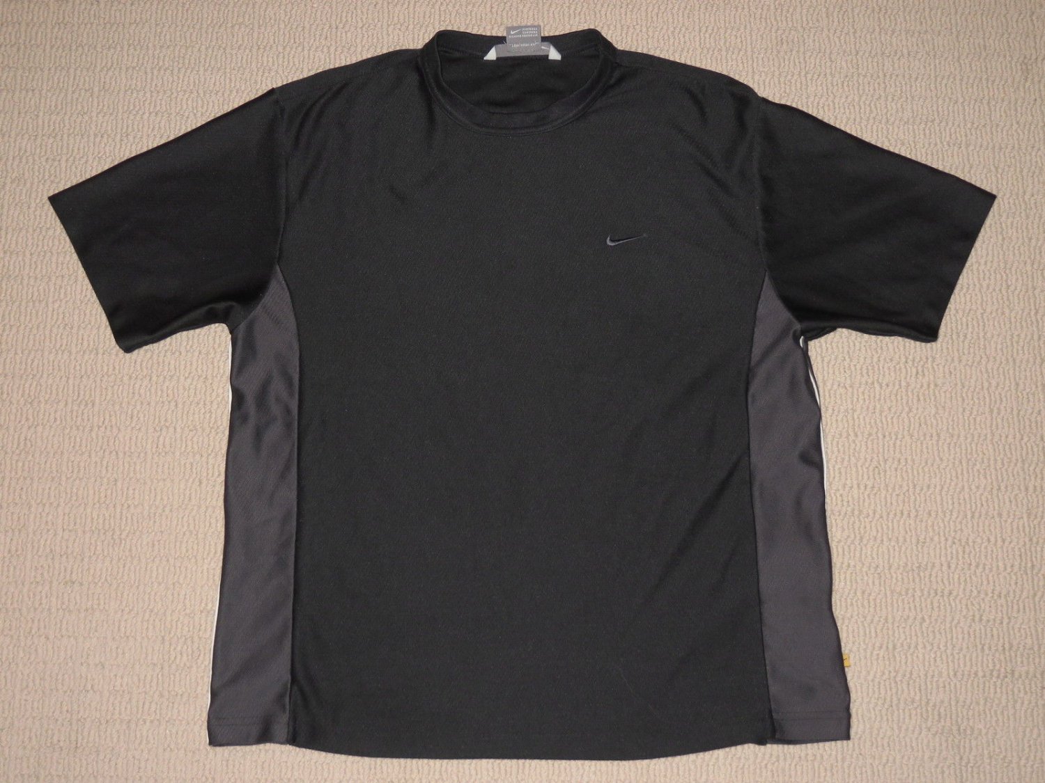 Mens Nike Athletic Running Training Workout Short Sleeve Shirt Medium Black Gray