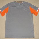 Mens Adidas Climalite Athletic Running Workout Short Sleeve SS Shirt Medium Gray