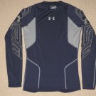 Mens Under Armour Heatgear Fitted Long Sleeve LS Shirt SM Small Blue Athletic