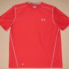 Mens Under Armour Heatgear Fitted Short Sleeve SS Shirt XL XLarge Red Athletic