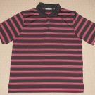 Mens Ashworth Short Sleeve SS Golf Polo Shirt Large Striped Black Red Polyester