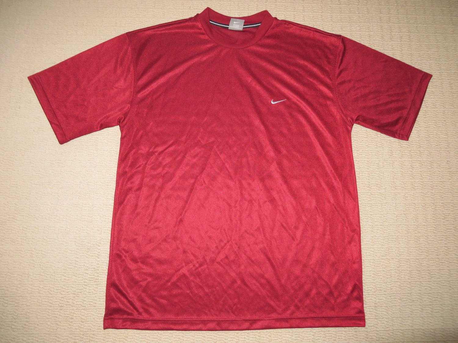Mens Nike Athletic Running Workout Fitness Short Sleeve Shirt L Large Red
