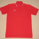 Mens Under Armour Tennis Golf Athletic Short Sleeve SS Polo Shirt MD Medium Red