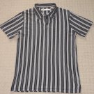 Mens Perry Ellis Short Sleeve Casual V Neck Polo Shirt Large Black White Striped