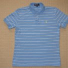 Mens Ralph Lauren Short Sleeve Casual Polo Shirt S Small Blue Striped Horse Logo