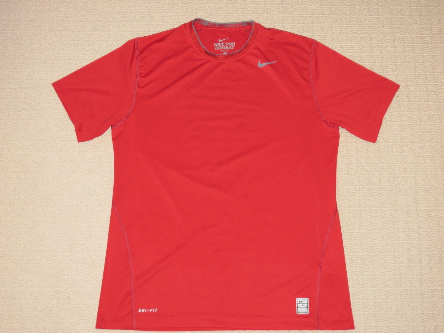Mens Nike Pro Combat Fitted Dri-Fit Athletic Short Sleeve SS Shirt L Large Red