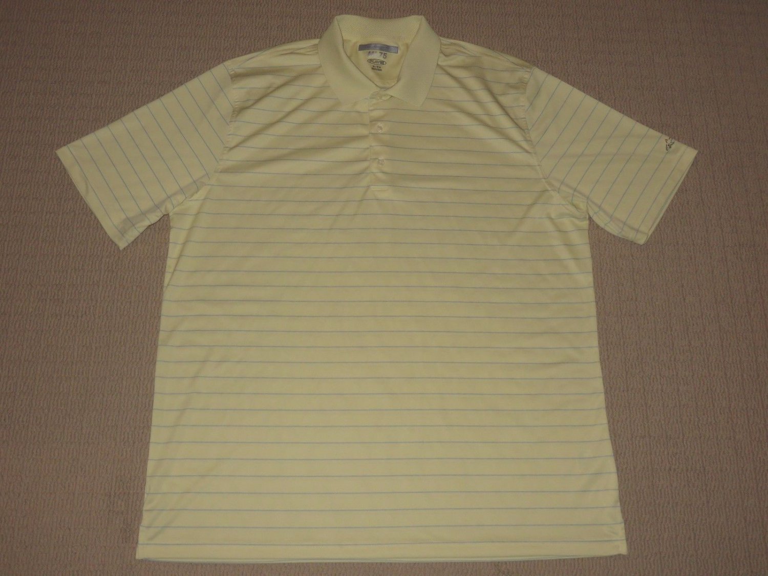 Mens Greg Norman ML75 Play Dry Short Sleeve Golf Polo Shirt XL Striped Yellow