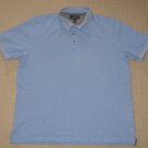 Mens Nordstorm Short Sleeve SS Causal Polo Shirt L Large Blue Solid 100% Cotton