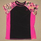 Girls Ocean Pacific Rash Guard Surf Short Sleeve Shirt Youth XL 14-16 Black Pink