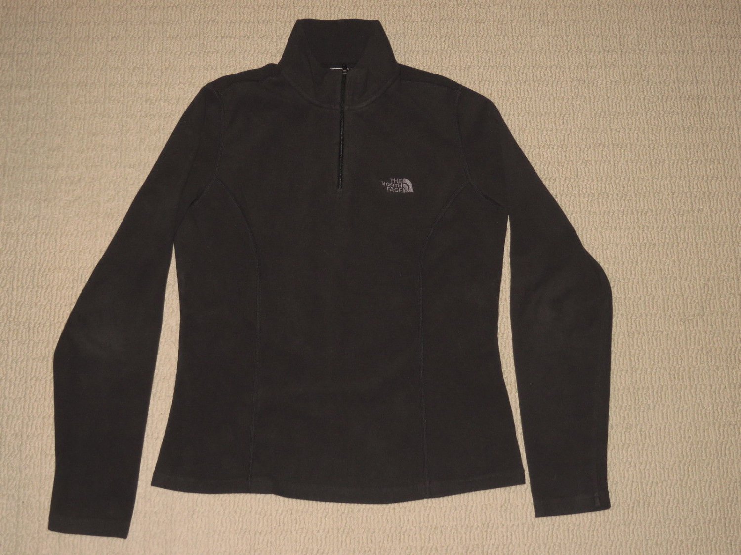 Womens The North Face TKA 100 Microvelour 1/4 Zip Fleece Pullover Small Black