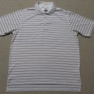 Mens Adidas Climacool Short Sleeve SS Golf Polo Shirt Large Striped White Tennis