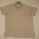 Mens Ralph Lauren Short Sleeve SS Casual Polo Shirt Medium Beige Cotton Solid