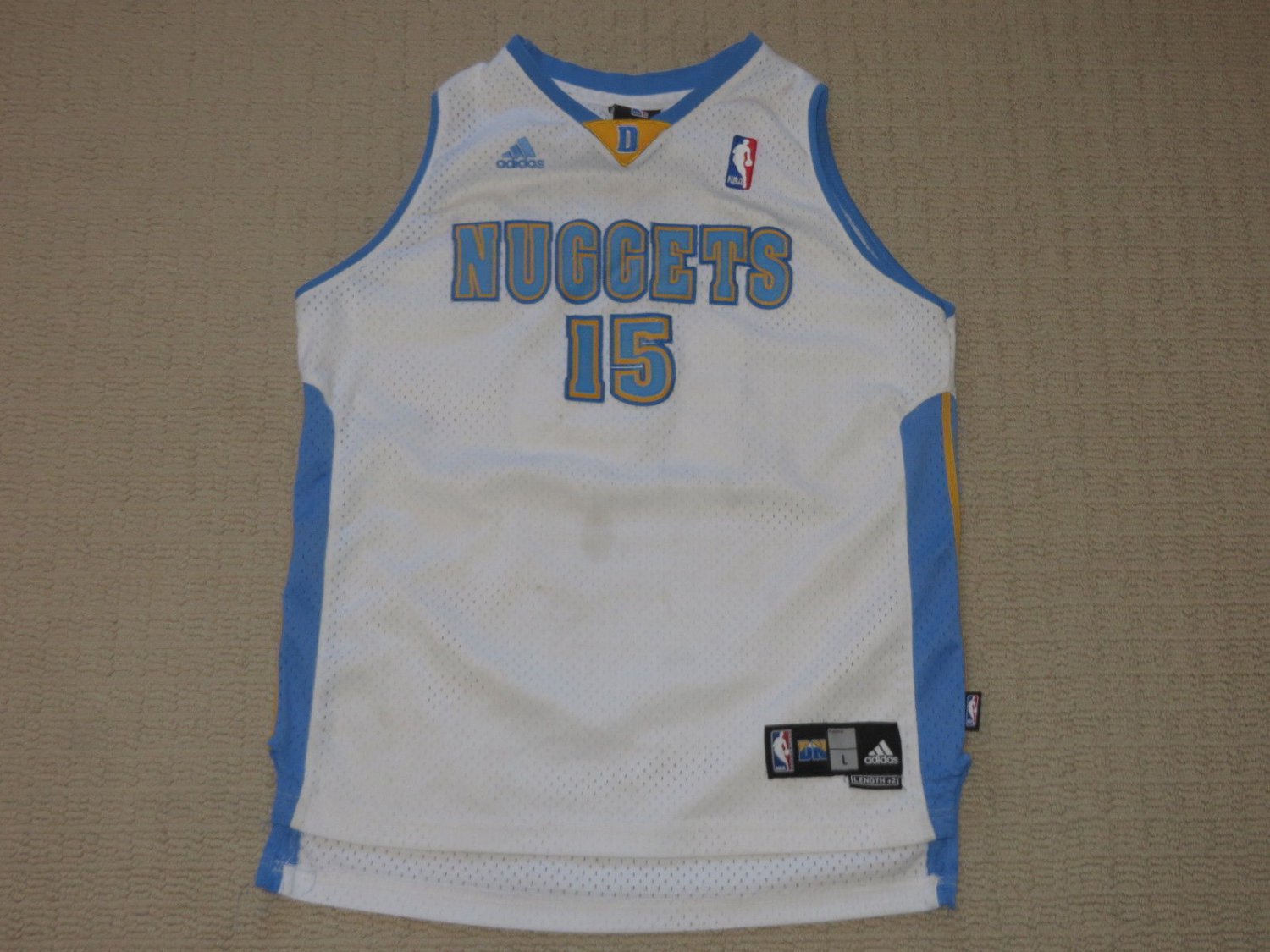 NBA Denver Nuggets Carmelo Anthony Sewn Jersey Youth Large Length +2 Adidas