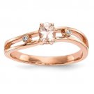 14K Rose Gold W/ Morganite & Diamond Ring, Size 7