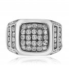 Men's Sterling Silver Ring with 62 Gray Diamonds