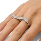 Sterling Silver CZ Double Finger Adjustable Ring