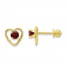 14K Madi K 3mm Garnet Birthstone Heart Earrings