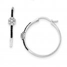 Sterling Silver Polished Black & White CZ Hoop Earrings