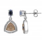 White Rhodium Finished Sterling Silver with Pink and Blue Chalcedony and White Z